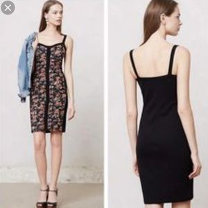 Anthropologie Floral Body Con Ruched Short Dress